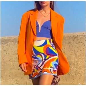 NWT Zara mini skirt, orange blue green, size XS elastic waist underneath.